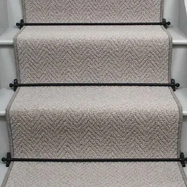 Aspen Herringbone Wool Stair Runner on a staircase.