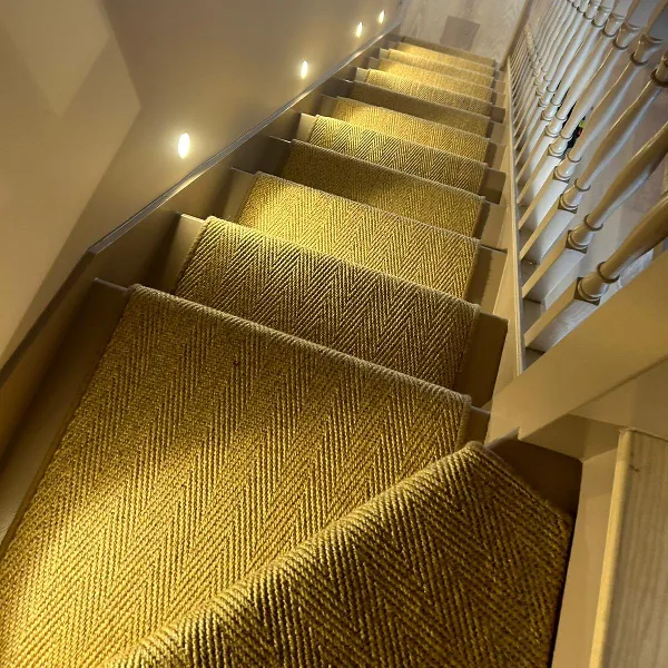herringbone patterned stair runner